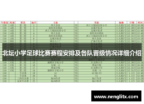 北坛小学足球比赛赛程安排及各队晋级情况详细介绍